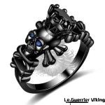 Bague Crâne Noir en Acier
