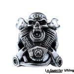 Bague Crâne de Motard en Acier