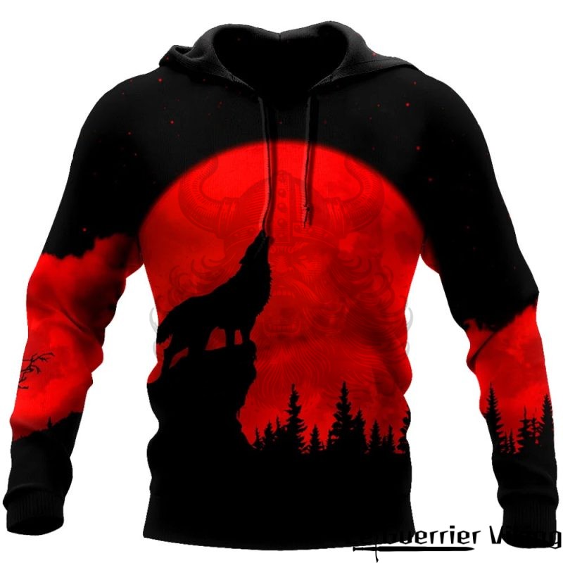 Sweat-shirt Viking Lune Rouge Loup