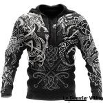 Sweat-shirt viking noir et blanc avec noeuds celtiques