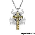 Vikings Rune Cross Necklaces Stainless Steel Gold Color Jesus Pendant Men Norse Christianity Amulet Vintage Scandinavian Jewelry Viking Shop