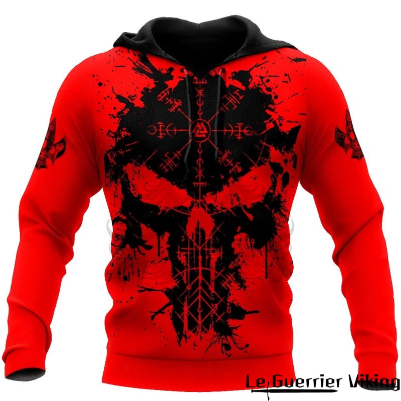 Sweat-shirt tête de mort et runes guerrières