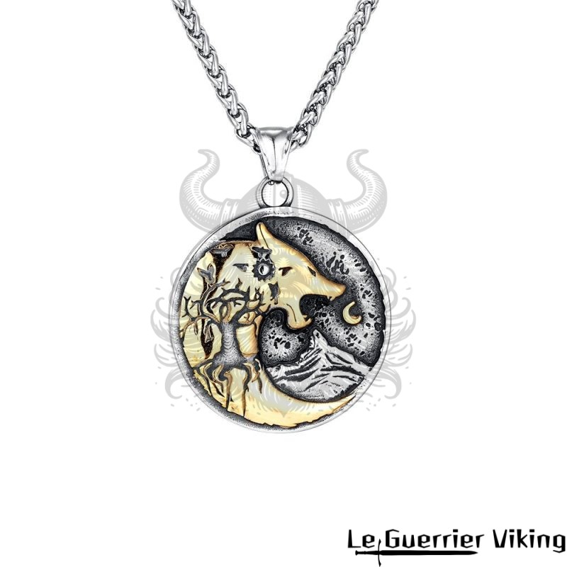 Collier Viking Loup Fenrir Et Lune Viking Shop