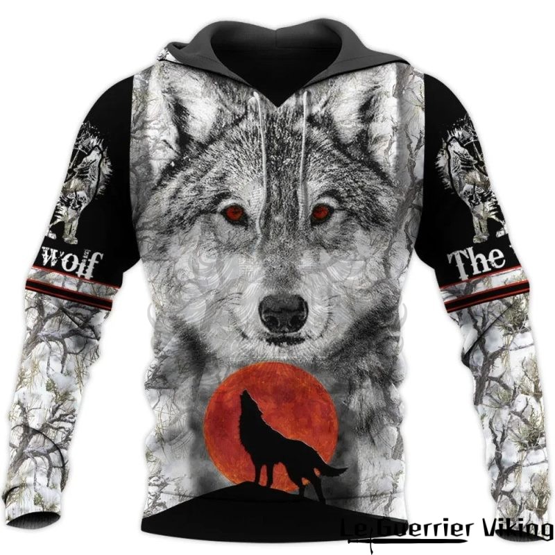 Sweat-shirt Viking Lune Loup Gris