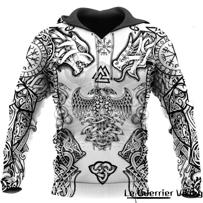 Sweat-shirt viking orné d’aigle et runes