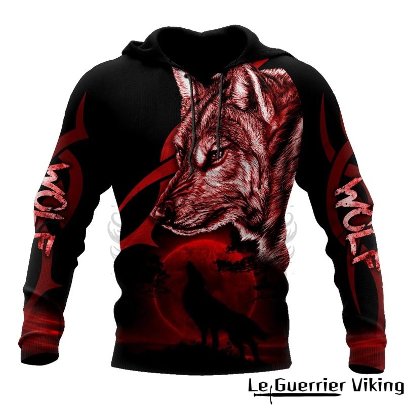 Sweat-shirt Viking Loup Rougeoyant
