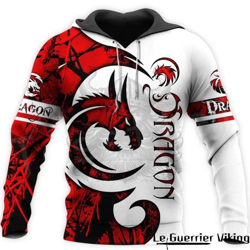 Sweat-shirt Viking Dragon Rouge