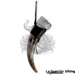 Corne à Boire Viking Avec Attache Cuir Noir