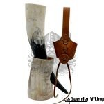 Corne à Boire Viking Avec Socle Et Lanière