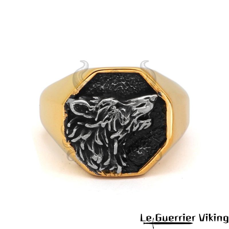 Bague Viking Gravure Loup Viking Shop
