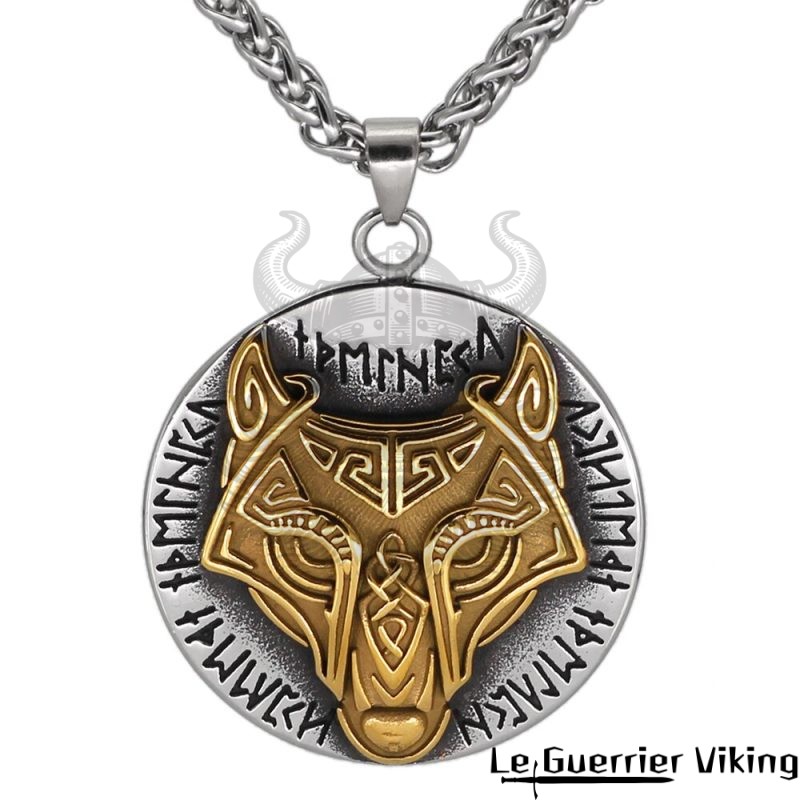 Collier Viking Loup Fenrir Et Runes Viking Shop
