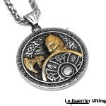 Collier Viking gravure guerrier et bouclier