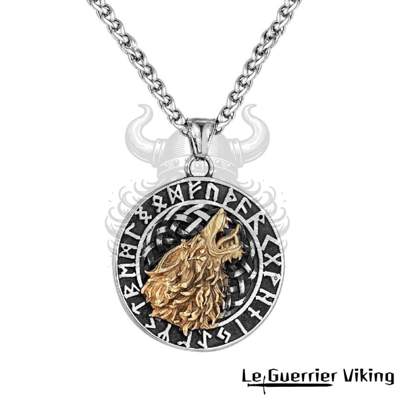 Collier VikingLoup Hurlant Et Runes Viking Shop