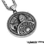 Collier Viking gravure guerrier et bouclier