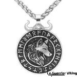 Collier Viking Loup Fenrir Et Runes Viking Shop