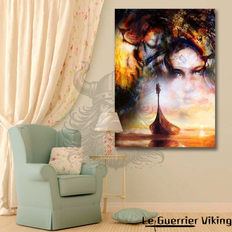Tableau viking  Drakkar & Visage  viking shop